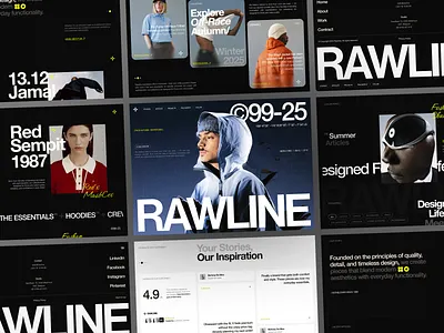 Rawline - Fashion Landing Page big font big typography branding brutalism culture dark design e commerce fashion web design graphic design landing page minimalist modern popular style swiss swiss design swiss style ui web design