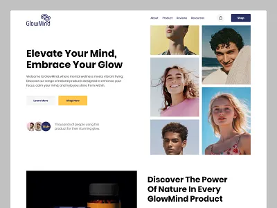 Glowmind - web design - landing page - minimalist design branding creative designer dribbble e commerce elegant glow landing page landing page ui minimal minimalist professional ui design uiux design web design web ui website design website mockup website template website ui design