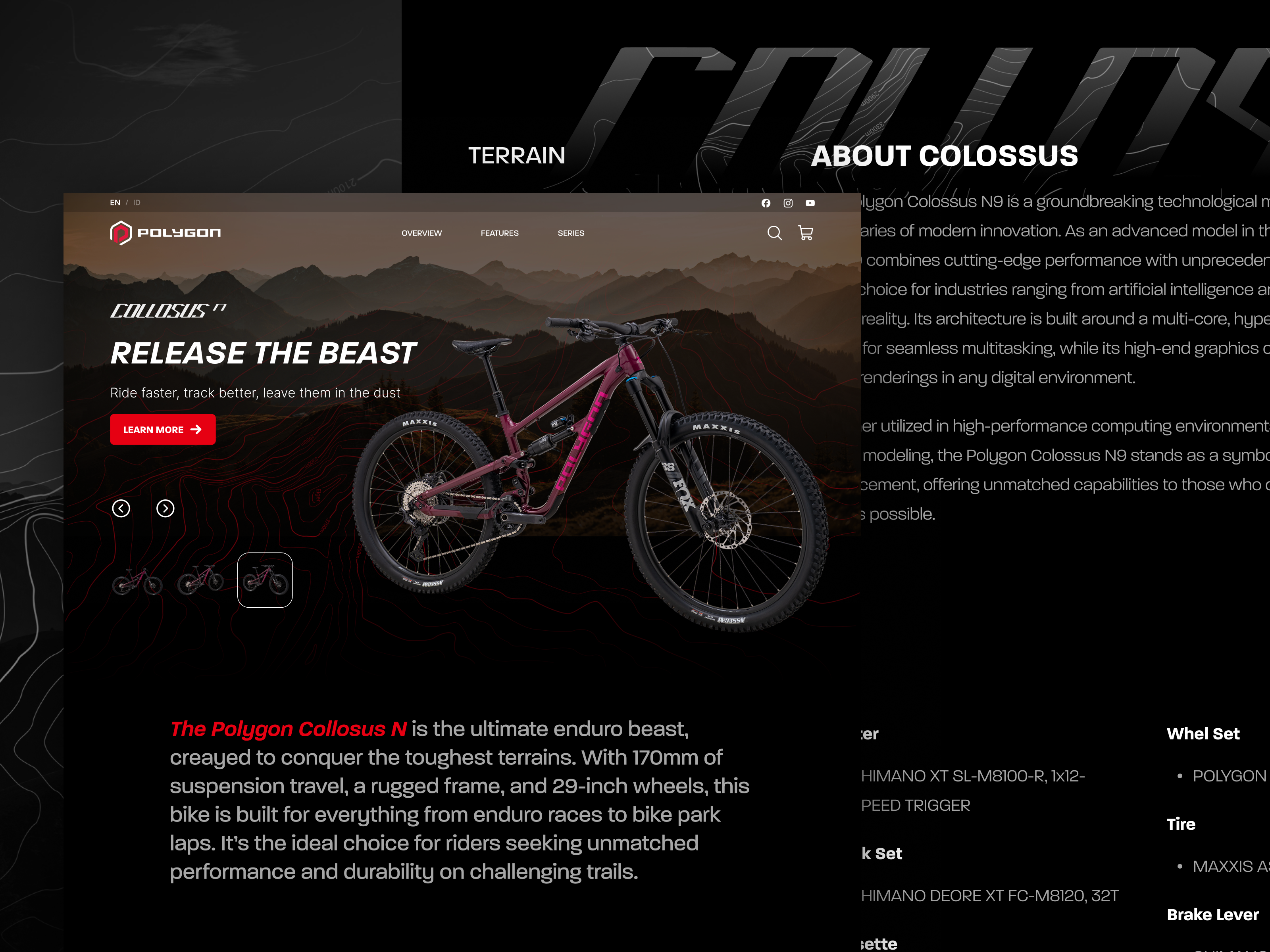 Polygon Colossus N - Website Redesign Concept bike clean flat landing page mountain bike product redesign simple trail ui website