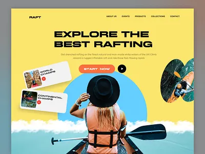 RAFT - Water rafting Landing Page UI adobe clean creative design figma landing minimal modern page photoshop popular shot rafting trend ui uiux water