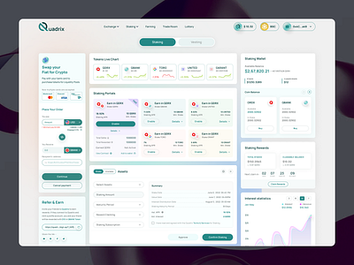 Crypto Staking Dashboard UI analytics clean ui crypto crypto dashboard dashboard defi dashboard exchange finance app finance app ui modern ui staking token swap trading platform ui user interface ux wallet web web app ui web design