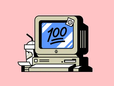 Work Culture Illustrations | Brand System 100 100 emoji coffee computer desktop iced coffee monitor office office illustration office life retro computer retro desktop retro illustration retro monitor screen smiley vector vintage computer work culture work illustration