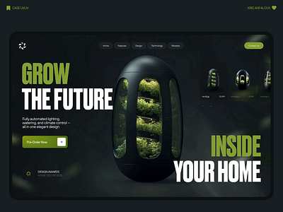 Indoor Garden Technology Landing Page – Futuristic UI/UX Design animation creative landing page dark mode ui ecommerce landing page figma design futuristic ui design high converting landing page homepage homepage design minimal web design modern landing page product showcase ui responsive landing page smart home landing page smart product website tech product website ui design ux design webdesign