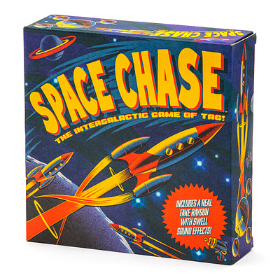 Space Chase 2d board children digital painting game gaming illustration mid century outer packaging planet procreate retro rocket ship space table top vintage