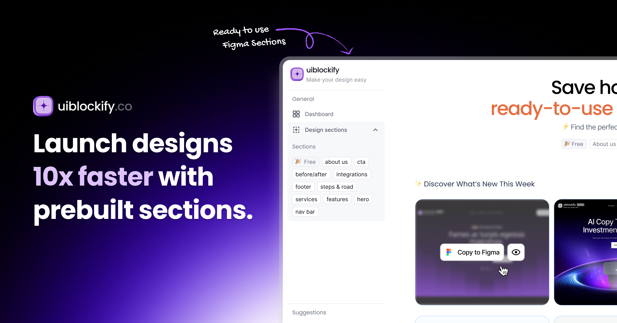 Figma templates components contact us deigns sections figma design footer free templates graphic design hero section uiblockify