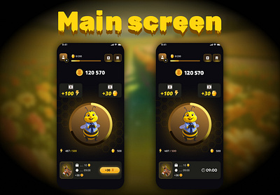 Honey Tap — Mobile Game UI/UX with Cute Bee Character design figma gamedesign gameui illustration mobiledesign mobilegame tapgame telegramminiapp ui uiux ux