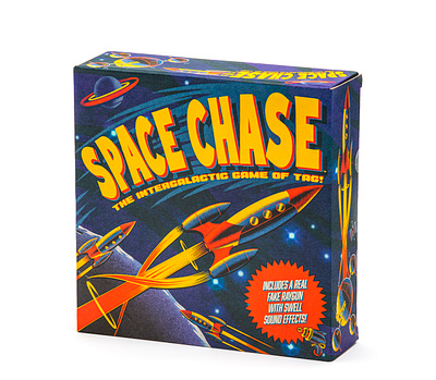 Space Chase 2d board box digital painting game gaming illustration mid century packaging procreate retro rocket ship space table top vintage