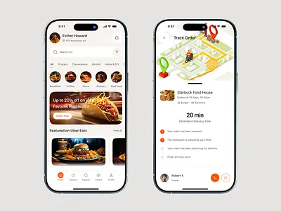 Food Delivery App app app design application delivery service delivery tracking ui discount badge design food and drink food app food delivery food delivery mobile app food order ios mobile ui mobile design online restaurant order status tracking restaurant app design uber et ui uiux