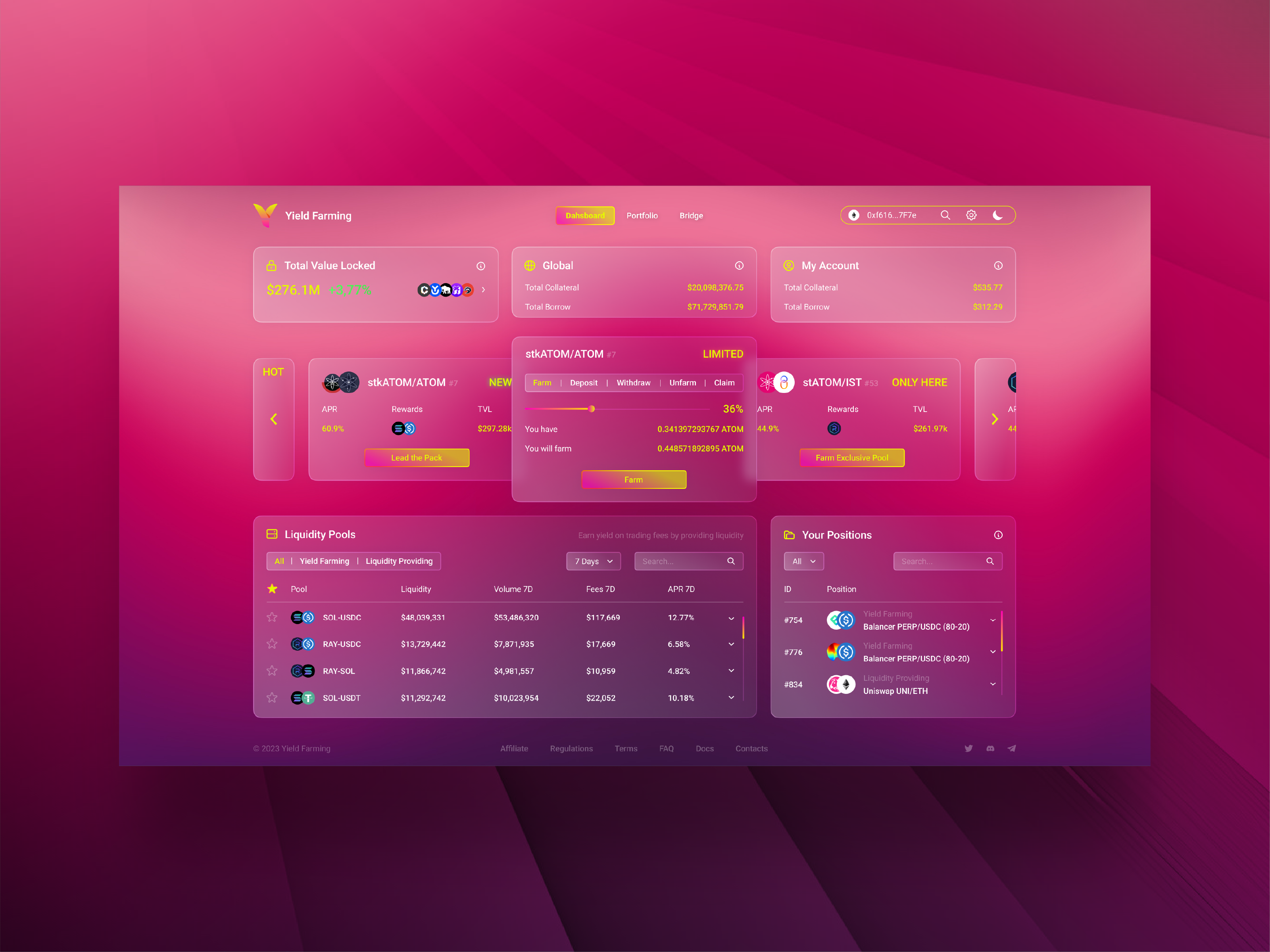 Yield Farming - UI UX Dashboard Template crypto dashboard dashboard template defi farming hyip investing investment liquidity platform saas staking template trading ui user panel ux wallet web design web3