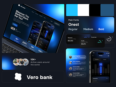 Vero – Teenage Banking App branding dark theme design logo mobile app mobile design ui ux vero web website