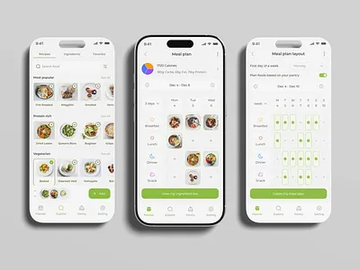 Clean Meal Planner App clean cooking food foodapp freelance healthy app healthy food healthyfood ingredient meal plan meal planner mealplanner minimal nutritionapp planner product design recipe ui design uiux