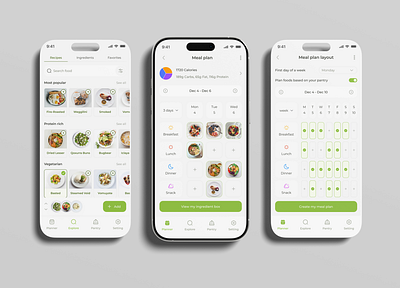Clean Meal Planner App clean cooking food foodapp freelance healthy app healthy food healthyfood ingredient meal plan meal planner mealplanner minimal nutritionapp planner product design recipe ui design uiux