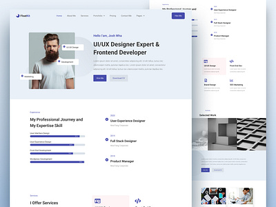 Floatkit - Personal Resume Template Kit blue clean clean design creative cv designer elementor freelancer modern personal cv portfolio resume template ui ui portfolio uiui designer uiux web design wordpress work