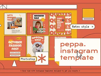 Peppa Y2k Instagram Template advertising blog blogger branding gradient instagram instagram post instagram posts instagram stories instagram story instagram template instagram templates neon post posts stories story template templates