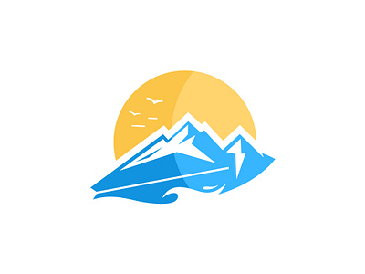 Mountain Surfing Logo beach branding forest landscape logo mountain nature sea surfing water wave