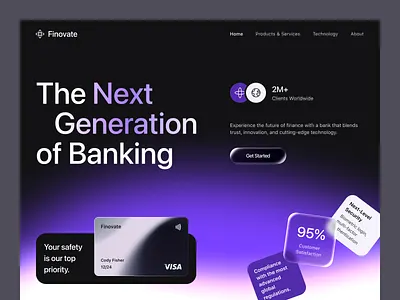 Finovate – Tech-Driven Digital Banking Platform banking design figma figma design finance financial hero minimal money tech ui uiux ux web web design website