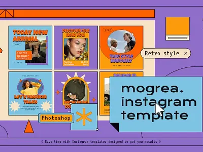 Mogrea Instagram Post & Story Template advertising blog blogger branding gradient instagram instagram post instagram posts instagram stories instagram story instagram template instagram templates neon post posts stories story template templates