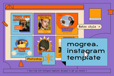 Mogrea Instagram Post & Story Template advertising blog blogger branding gradient instagram instagram post instagram posts instagram stories instagram story instagram template instagram templates neon post posts stories story template templates