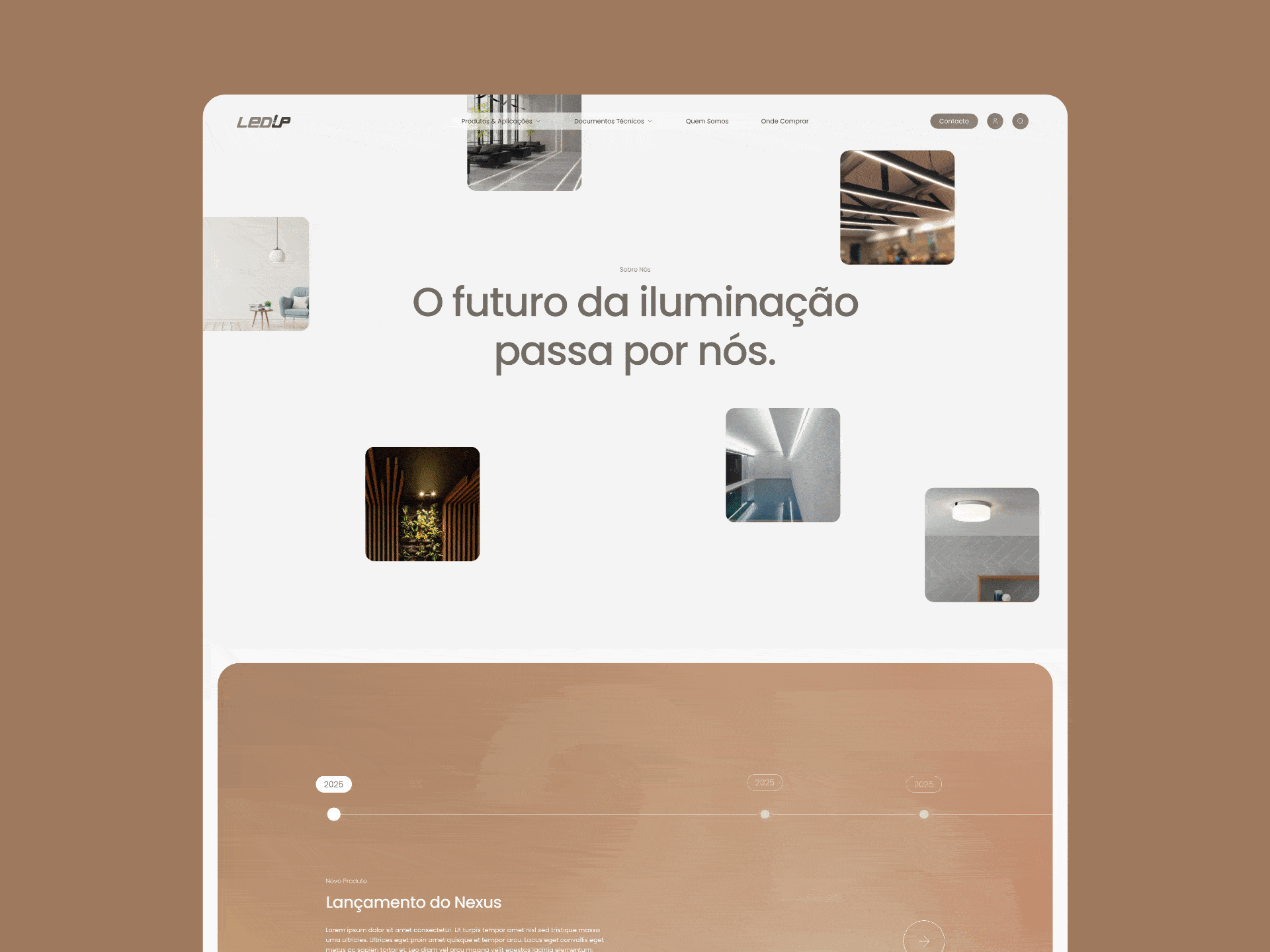 Led Lights Website animation branding brown company design e commerce ecommerce lamps led leds lighting lights logo mobile ui ux webdesign