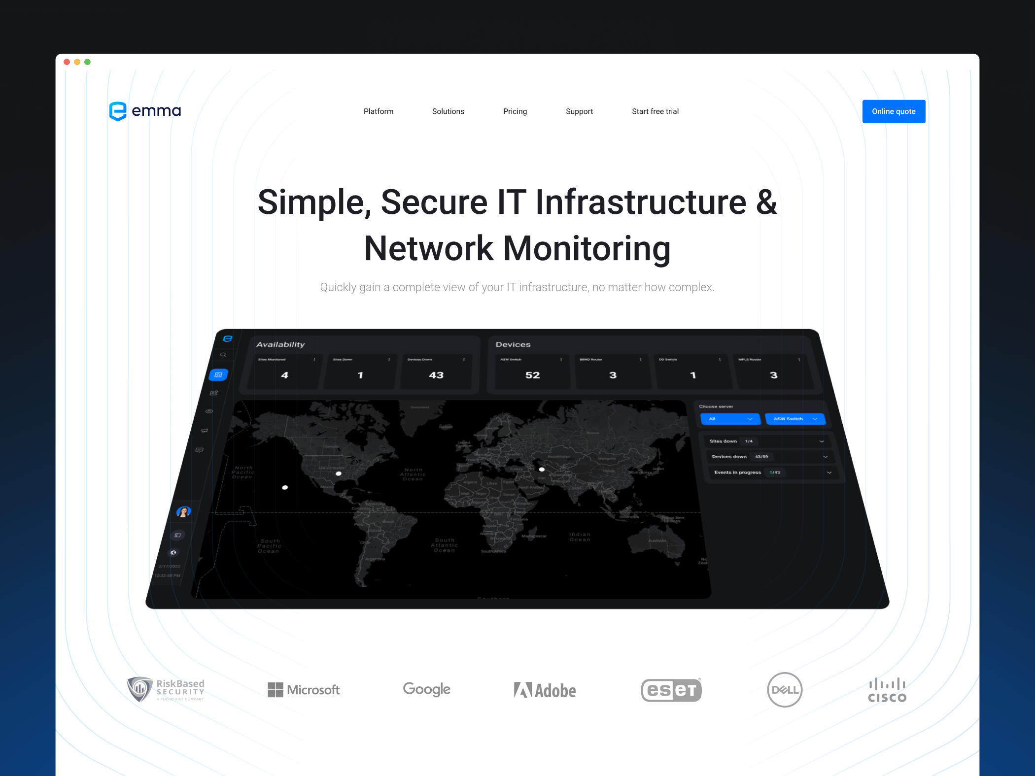 Emma - SaaS header website app bright clean dashboard design landing lines logo minimal product saas ui uiux ux webdesign website white