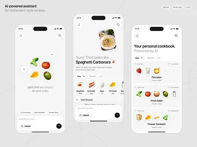 AI Recipe App - Your Smart Kitchen Assistant ai ai app ai assistant ai recipe app design app inspiration artificial intelligence cooking app cooking app design cooking assistant food food and drink food app food recipes grocery app mobile app mobile app design nutrition app recipe app