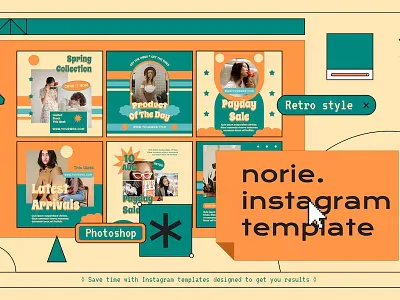 Norie Instagram Post & Stories Template advertising blog blogger branding gradient instagram instagram post instagram posts instagram stories instagram story instagram template instagram templates neon post posts stories story template templates