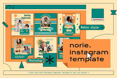 Norie Instagram Post & Stories Template advertising blog blogger branding gradient instagram instagram post instagram posts instagram stories instagram story instagram template instagram templates neon post posts stories story template templates