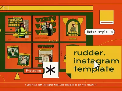 Rudder Instagram Post & Story Template advertising blog blogger branding gradient instagram instagram post instagram posts instagram stories instagram story instagram template instagram templates neon post posts stories story template templates