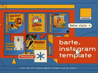 Barte Instagram Post & Story Template advertising blog blogger branding gradient instagram instagram post instagram posts instagram stories instagram story instagram template instagram templates neon post posts stories story template templates