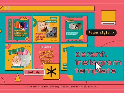Derant Instagram Post & Story Template advertising blog blogger branding gradient instagram instagram post instagram posts instagram stories instagram story instagram template instagram templates neon post posts stories story template templates