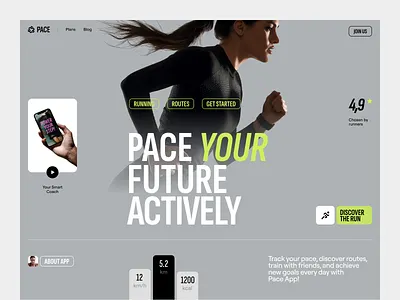 Website for a Fitness App ✦ Pace design interface product service startup ui ux web website