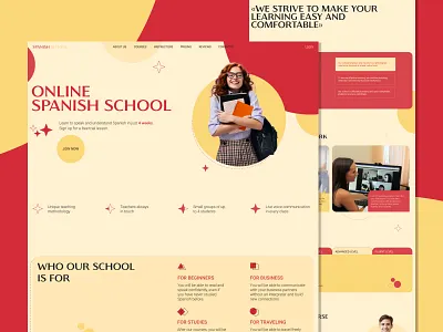 Spanish Online School — Website Design design digitaldesign educationwebsite elearning figmadesign landingpage schoolwebsite ui uiux ux votakdigital webdesign