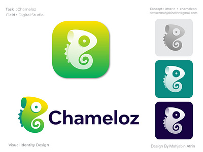 studio agency - Logo Design - Chameleon - digital studio animal app brand identity branding chameleon creative logo crypto digital studio gradient icon lettermark logo logo design logos mark modern logo monogram print social media studio agency