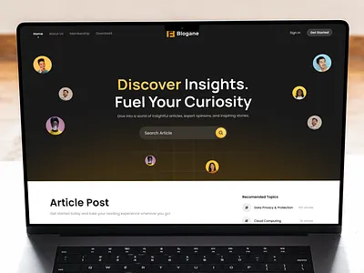 Blogane - Blog & News Landing Page article blog clean design feed framer hero section landing page media mobile mockup news online reading template ui ux web design webflow website