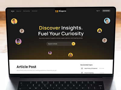 Blogane - Blog & News Landing Page article blog clean design feed framer hero section landing page media mobile mockup news online reading template ui ux web design webflow website