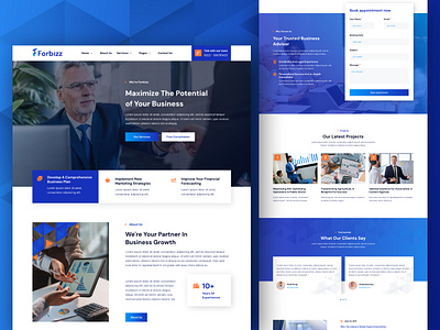 Forbizz - Business Consulting Template Kit agency blue branding business business service consultant corporate elementor finance marketing modern service template ui ui design uiux ux web builder website wordpress