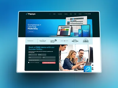 Papaya Brand + Website Design blue brand branding compliance design icon logo papaya platform service ui website