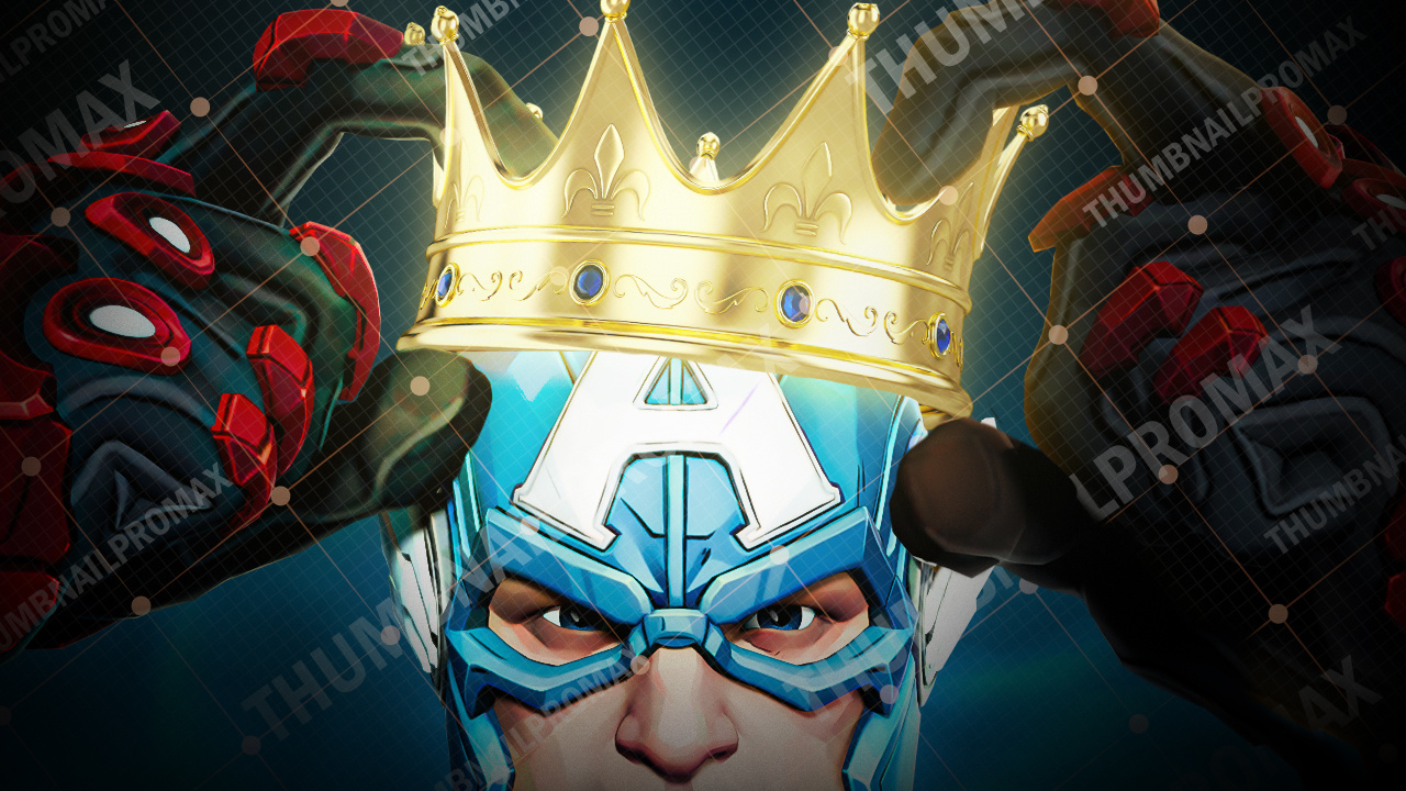 Captain America with Crown Marvel Rivals Thumbnail 3d 3d render blender branding captain america gaming gaming thumbnail graphic design marvel rivals models marvel rivals thumbnail photoshop streamer thumbnail twitch ui youtube youtube thumbnail