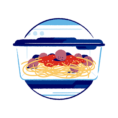 Reduce Your Food Waste (CAA magazine) ball food illustration meat pasta