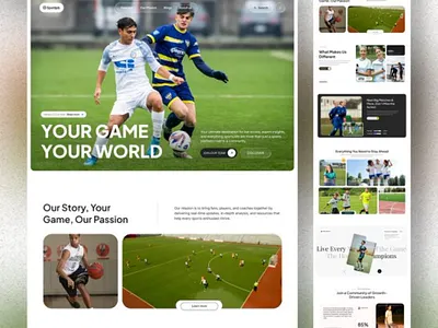 Sports Landing Page Design athletics branding design figma football framer illustration landing page soccer sports website sports website design ui ui design uiux web design website design