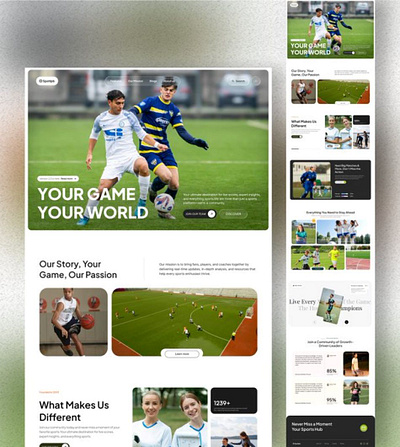 Sports Landing Page Design athletics branding design figma football framer illustration landing page soccer sports website sports website design ui ui design uiux web design website design