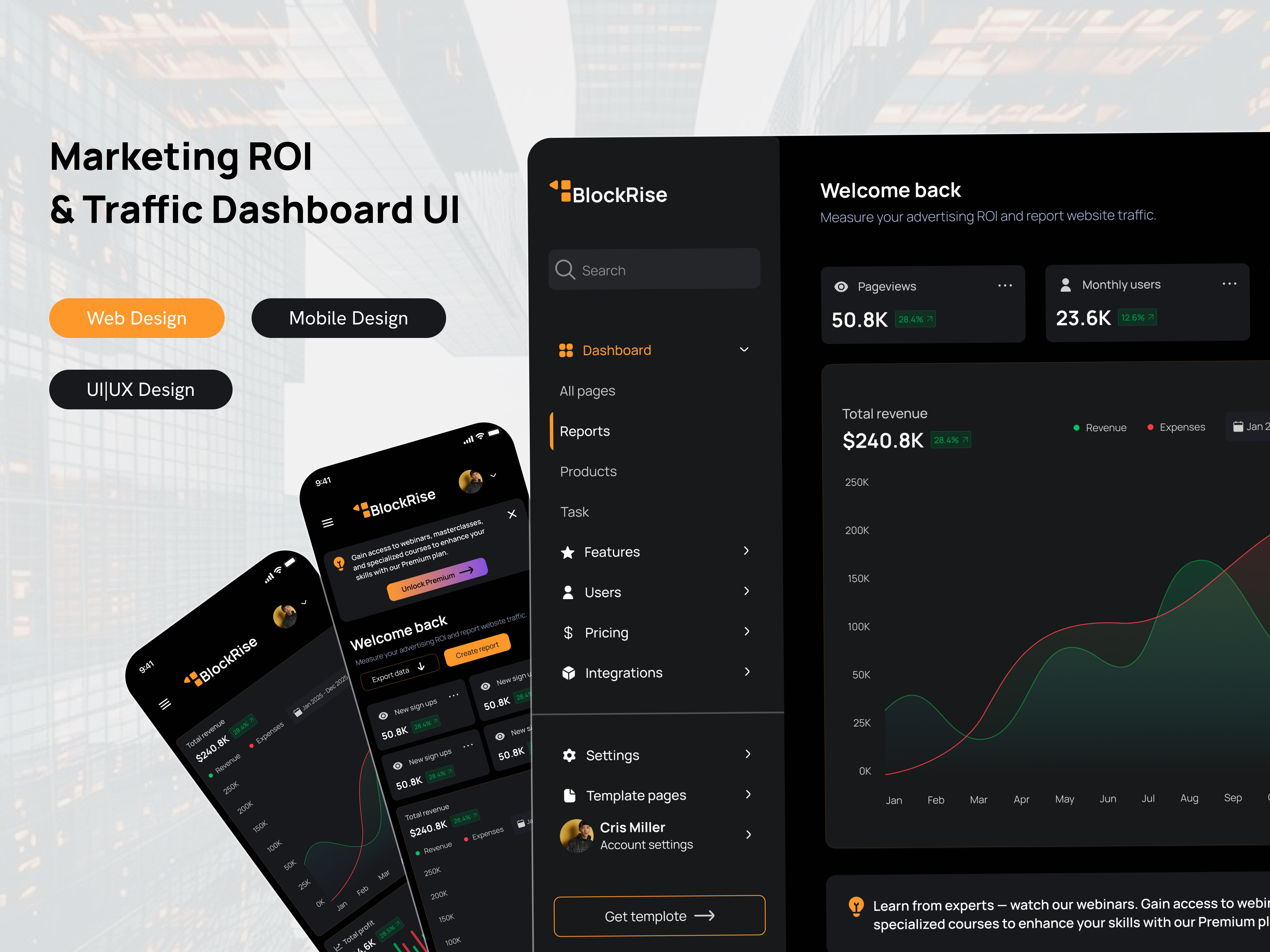 Traffic Dashboard analytics dashboard campaign performance clean ui dashboard ui data visualization design showcase interactive design marketing metrics marketing roi dashboard mobile design modern ui product design responsive design traffic dashboard ui design user behavior ux design web app design web design