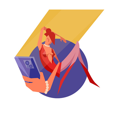 Woman and Phone abstract character design geometric graphic design illustration minimal vector