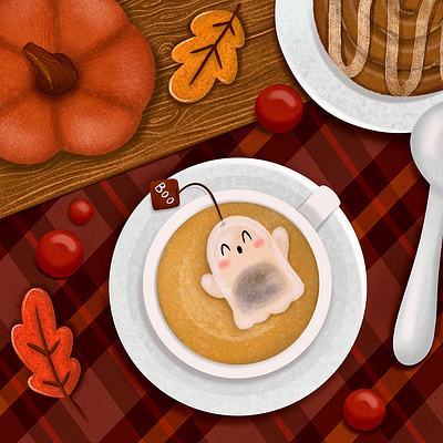 "Spooky Tea" Illustration 3d animation app branding design flat graphic design icon illustration illustrator logo minimal motion graphics typography ui ux vector web website