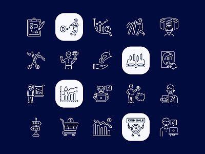 Stock Market and Trading Icon Set analytics banking business charts crypto currency dashboard economy exchange finance fintech icons investment market money portfolio stock trading ui wealth