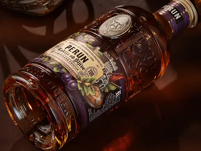 Perun - Plum Brandy bottle branding brandy design drawing gin graphic design illustration label mythology packaging rakija rum typography vintage vodka whiskey