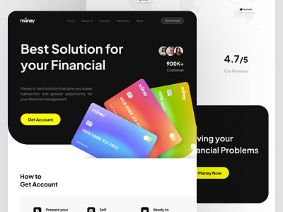 Maney - Digital Finance Website Design bank bank card banking banking app design design app digital banking digital financial finance fintech homepage landing page mobile banking money ui ux web web design website website design