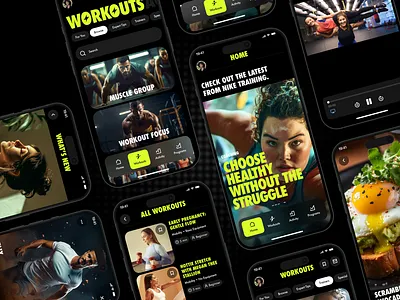 Nike Training Club App. Home Workouts & Fitness app branding design figma graphic design illustration logo ui ux vector