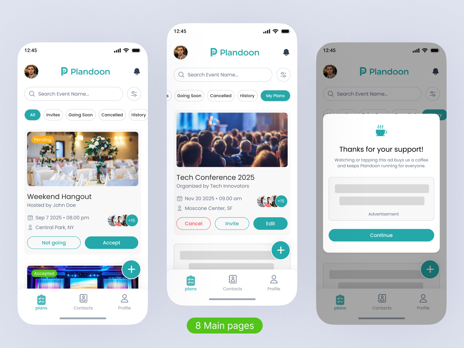 Event Planning Mobile App UI android design app design clean ui event app event management ios design light ui design minimal design mobile app ui mobile app ui design mobile ui modern ui plandoon ui ui ux design