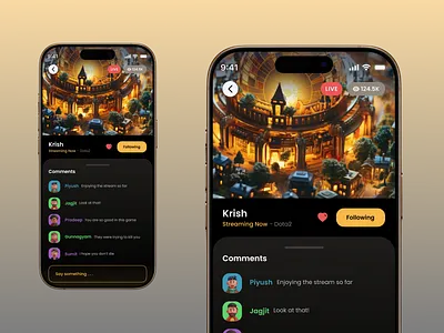 Livee - Game Streaming Mobile App Design app design game game app game of thorns gaming gaming app gaming mobile app gamingapp group chat ui ios app design live app live show live stream live streaming live video mobile app mobilegaming social networking stream streaming